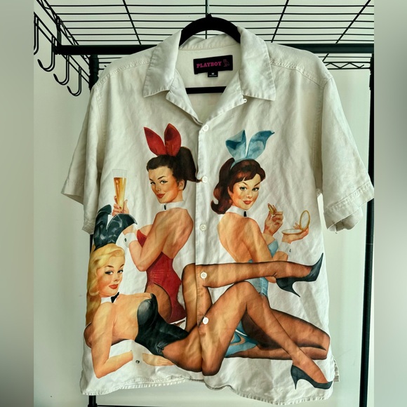 PLAYBOY Other - OVO X Playboy Bunny Silk Shirt White Pink Owl
